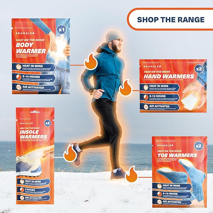 BRAMBLE Hand Warmers & Foot Warmers - Long-Lasting Heat Packs (8h) for Outdoor Activities, Sports, and Cold Weather