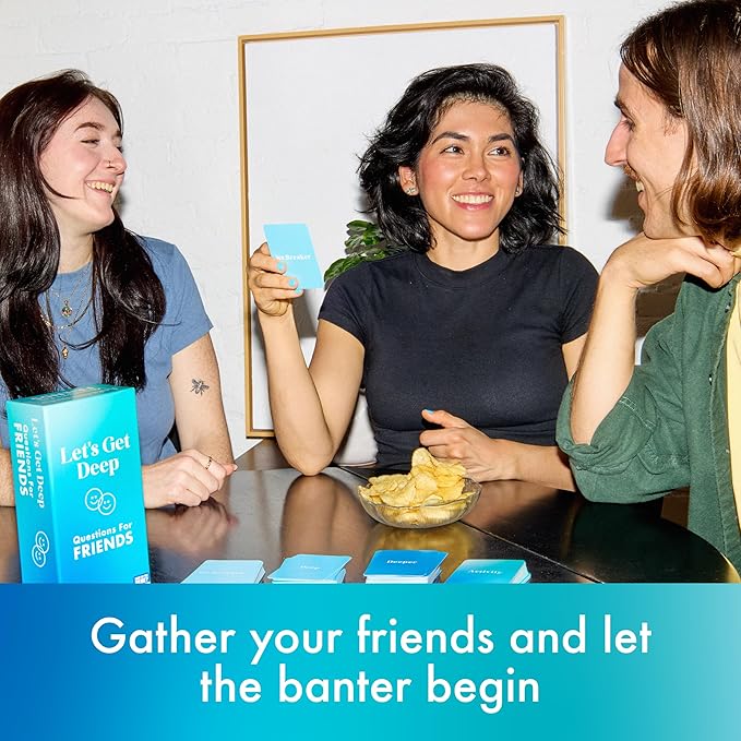 Let's Get Deep: Friends Edition by Relatable, Fun Group Card Game for Game Night, Perfect for Party Games with Friends, Includes 400 Question Cards, Three Increasingly Personal Levels