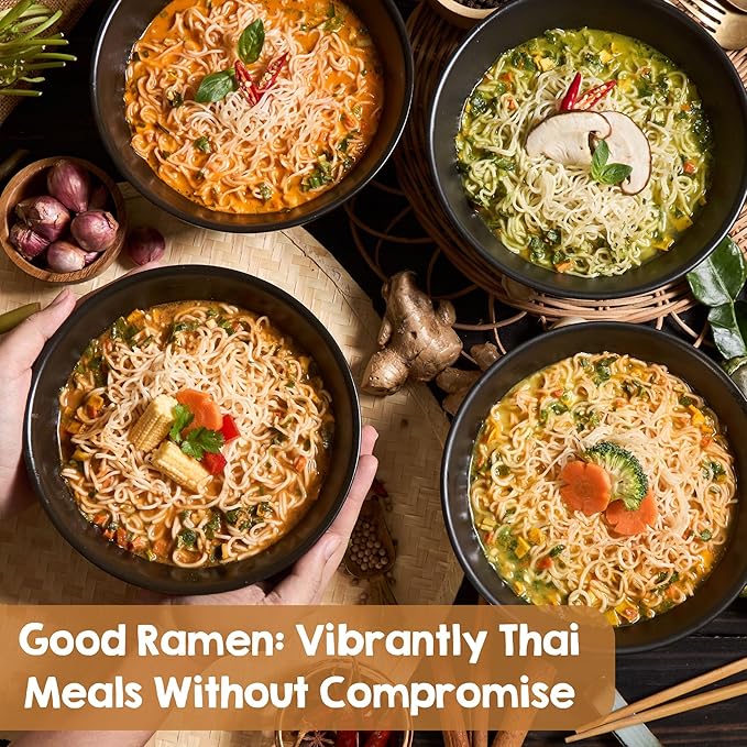 Perfect Earth Good Ramen Green Curry Noodles - Authentic Vibrant Thai Flavor, Medium Spice, Organic & Gluten-Free Instant Noodle Ramen Bowl, Pantry Staples Cooked in Just Minutes (4 Pack)