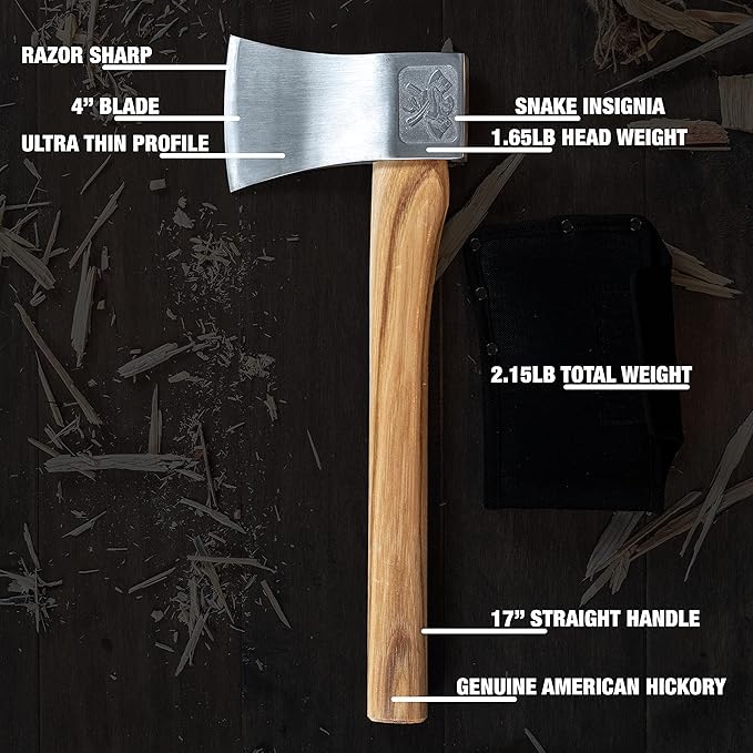 The Bad Axe: World Axe Throwing League Premium Competition Throwing Axe with Throwing Hatchet Nylon Sheath and Hickory Wooden Handle