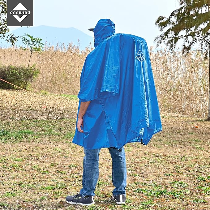 onewind Hooded Rain Poncho, Silnylon Rain Coat Versatile Survival Shelter Waterproof Breathable Lightweight Poncho