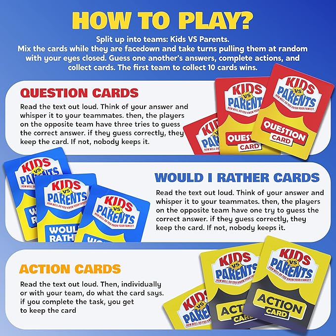Kids VS Parents ??A Hilarious Family Game with Conversation Starters & Fun Challenges ??Card Game for Kids, Teens & Adults | Perfect for Game Night, Travel, or Gifts