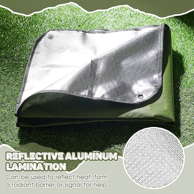 Kingdder 1 Pcs Heavy Duty Emergency Blanket for Survival 60 x 82 Inches Thermal Tarp Insulated Tent Camping Tarp Infrared Blocked Blankets for Rescue Camping Hiking(Green)