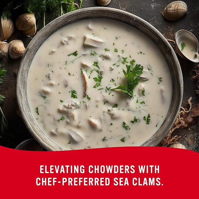 Snow's Chopped Sea Clams in Clam Juice, 51 oz Can (Pack of 12) - Premium Grade Wild Caught Gourmet Surf Clams - 7g Protein Per Serving - Gluten Free, Keto Friendly, 99% Fat Free
