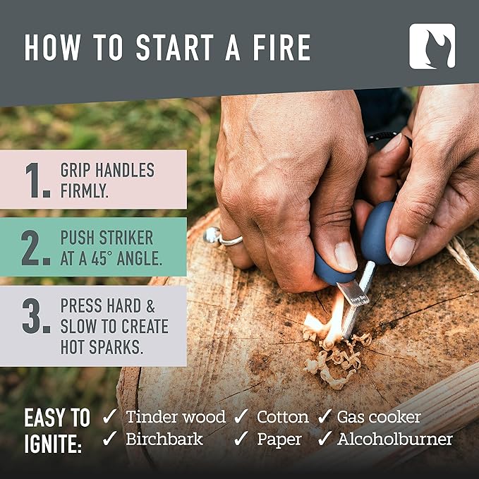 Light My Fire Flint Fire Starter Ferro Rod Survival Tool Scout — Fire Steel Bushcraft Gear — Flint and Steel Magnesium Fire Starter Kit — 2-in-1 Fire Starters for Campfires — 3,000 Strikes