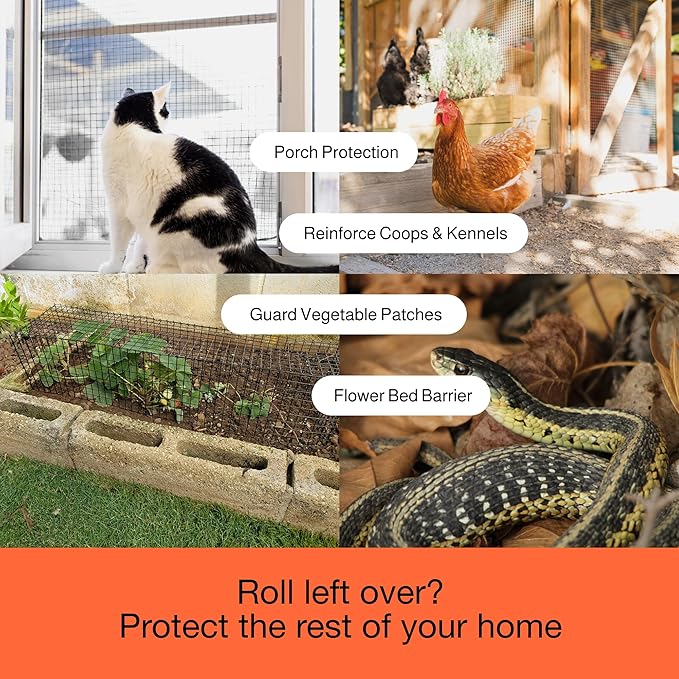 MaPorch Squirrel Netting Metal PVC Coated Galvanized Steel Mesh - 6 in x 50 ft Black - Under Fence Barrier Mesh - Squirrel Wire Guard & Bird Netting - Solar Panel Protection & Garden Fencing