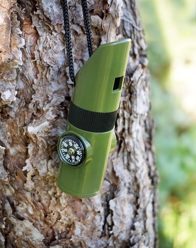 Kids Survival Outdoor Camping Multi Tool Whistle Compass LED 7 in 1 Flashlight
