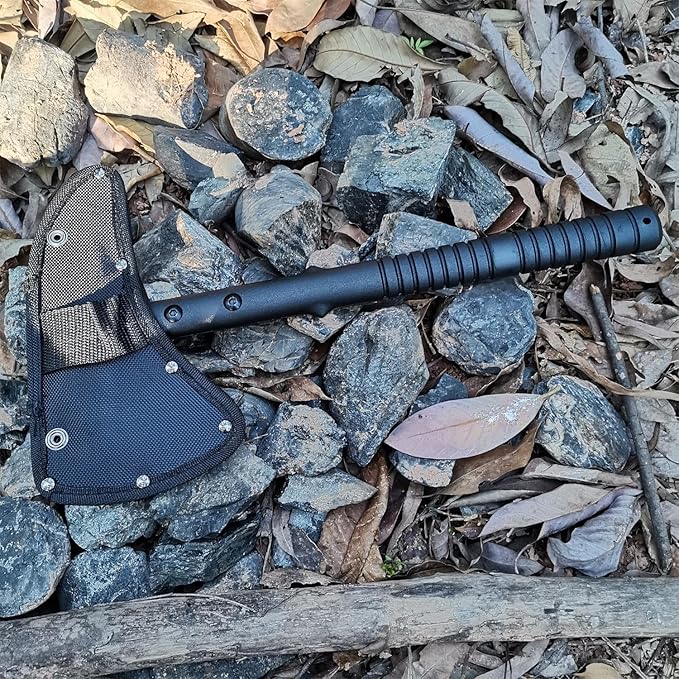 DOOM BLADE 2P Camping Hatchet Axe with Nylon Sheath,Tomahawk Viking Forged High Carbon Steel,Portable Camping Axe for Outdoor Splitting Wood,Hunting Survival