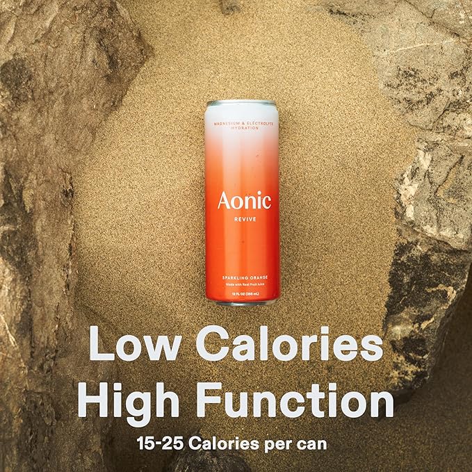 Aonic Revive Sparkling Orange ??Hydration Drink with Magnesium & Potassium Electrolytes, Delicious Taste, Real Fruit Juice, 12oz (12 Pack)