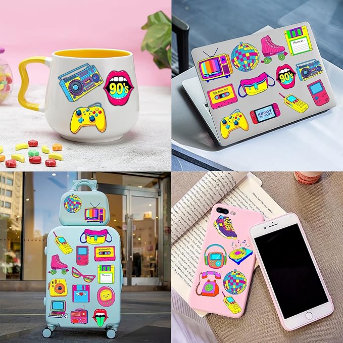 72PCS 90s & 80s Party Favors - 48PCS Pre-Cut Tattoos & 24PCS Slap Bracelets, Retro 90s Birthday Party Supplies Decorations, Ideal for Kids’ Classroom Prizes & Rewards for Boys & Girls