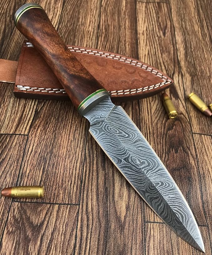 DG-28 Handmade Damascus Steel Knife ??Beautiful Rose Wood Handle