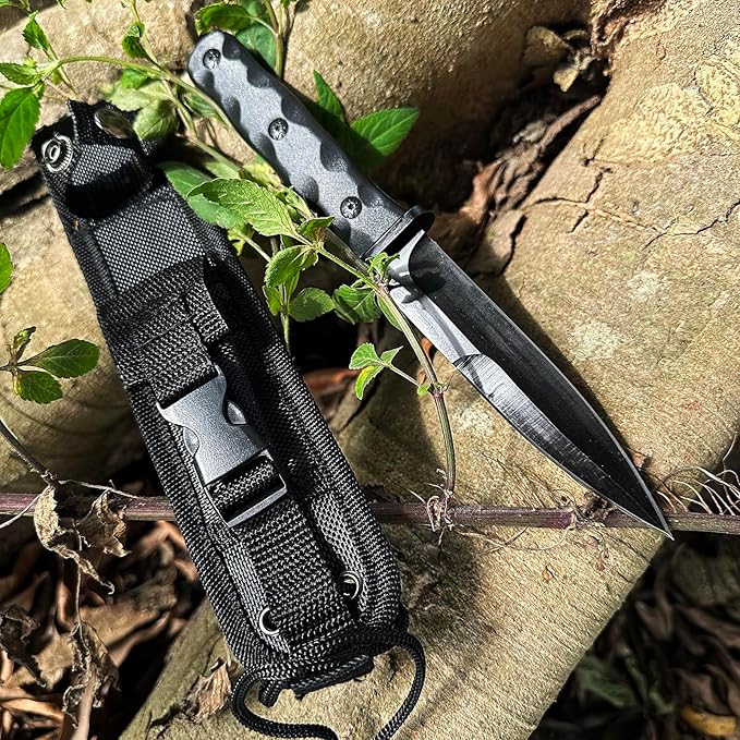Fixed Blade Knife Hunting Camping Hunting Gear Tool, Survival Kit Fishing Knife Men Stuff Lightweight Handle w/Sheath