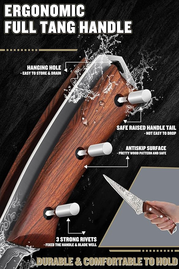 ROCOCO Boning Knife for Meat Cutting Deboning Slicing Trimming knife Fish Fillet Knife for Kitchen Camping BBQ Birthday Mothday's Day Gift 5.3"