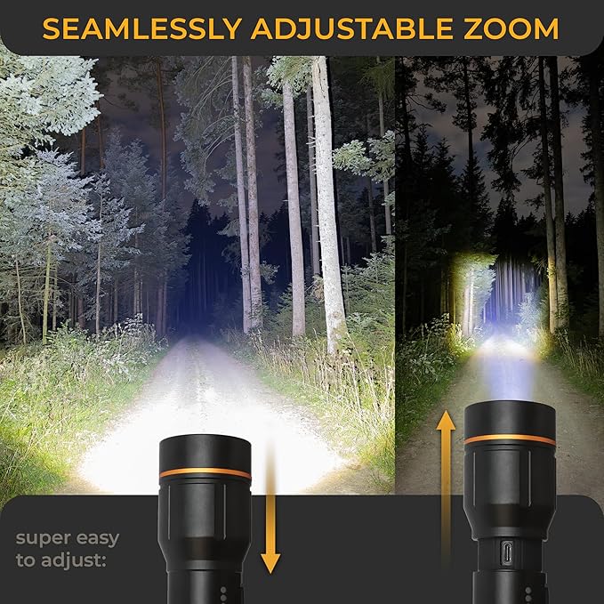 LICHTMEISTER® Flashlight (2000 Lumens, 5000 mAh Battery) ??Rechargeable Flashlight ??Flashlights High Lumens ??Tactical Flashlight ??Flashlight Rechargeable - Extra Bright LED Flashlight