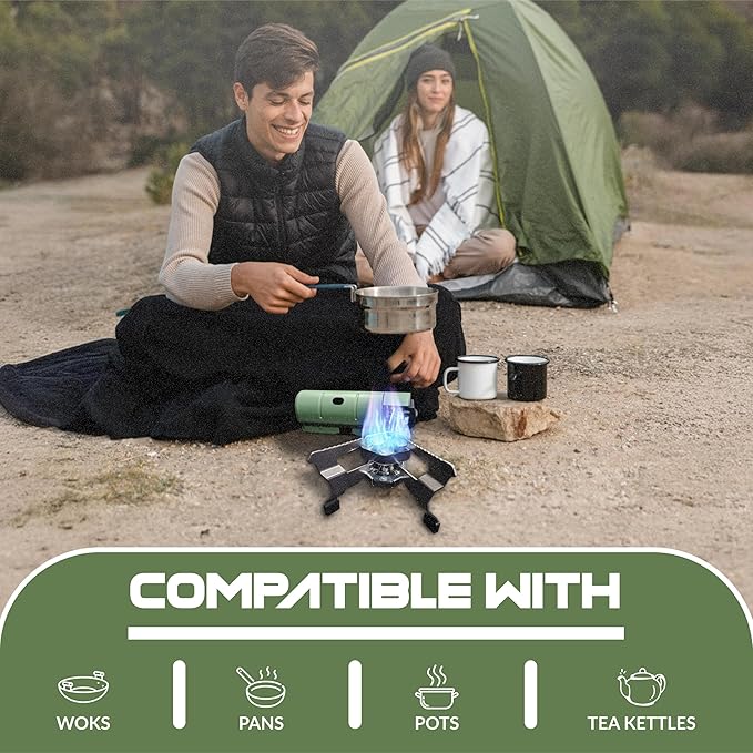 Roamix 17,700 BTU Foldable Butane Camping Stove ??5,200W Portable Gas Burner with Carrying Bag for Outdoor Cooking, Backpacking & Emergency Use