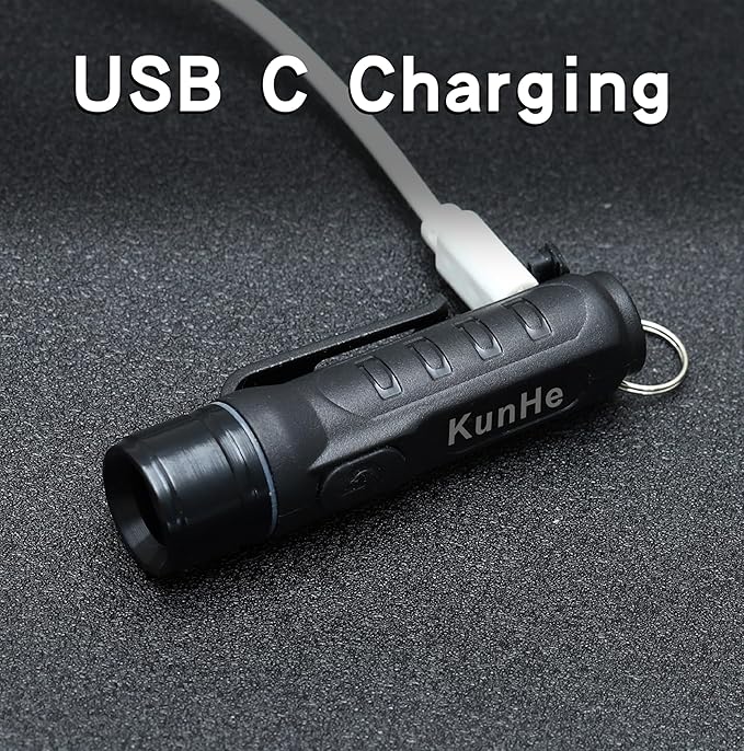 KunHe 20 Pack Bulk Keychain LED Flashlight Small Mini Rechargeable Flashlight Pocket Keychain Light Portable 300 Lumens for EDC Emergency Gift