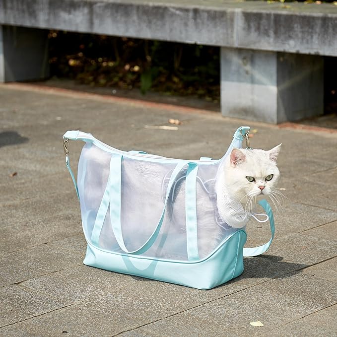 Pet Sling Carrier,Puppy Slings,Outdoor Kitten Bag with Adjustable Straps,Suitable for Small Cats/Dogs (3-8lbs),Light Cat Pouch for Travel & Walking (Light Gray)