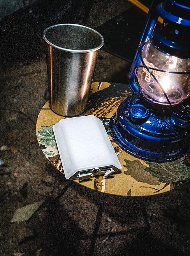 CLAYMORE 3Face Mini (Light Gray) - Lightweight and Portable LED Area Light for Outdoors, Camping, Tent, Emergency, and Industrial Use. Rechargeable Lantern with USB-C, Up to 60 Hours Battery Life.