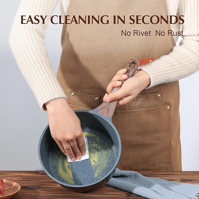 SENSARTE Nonstick Saucepan with Lid, 2.0 Quarts Small Pot with Swiss Granite Coating, Stay-cool Handle, Handy Sauce Pot Small Kitchen Cooking Pot, Induction Comptable, Free of Intentionally Added PFOA