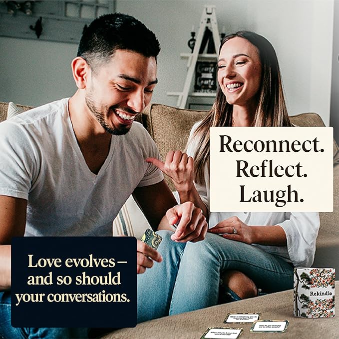 Rekindle: Keep Your Spark Bright - 10 Year Anniversary Long-Term Couples Conversation Cards - 90 Questions for Deeper Connection - Travel Gifts for Couples