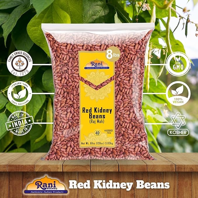 Rani Red Kidney Beans, Light 128oz (8lbs) 3.63kg Bulk ~ All Natural | Vegan | Gluten Friendly | NON-GMO | Kosher | Raj Mah