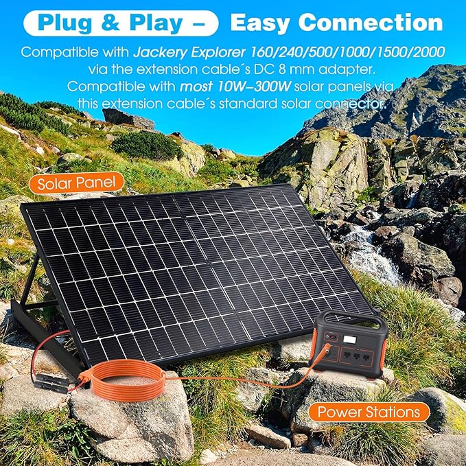 Tellingyou Solar Connector to DC 8mm Adapter Cable, 8.2 ft 14AWG Solar Panel Cable with DC8020/7909, Compatible with Jackery Explorer 160 240 500 1000, Compatible with BLUETTI Portable Power Station