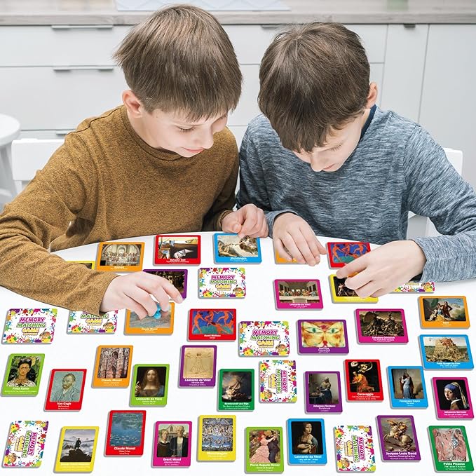 gisgfim 50 Pairs Memory Matching Game Famous Paintings Concentration Memory Card for Adults Learning Educational Game A Fun & Fast Artworks Theme Matching Games