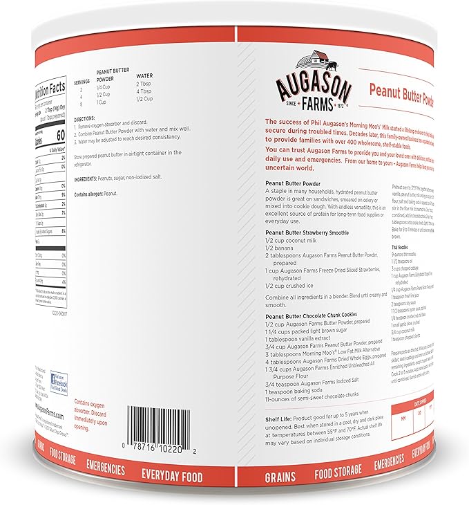 Augason Farms Peanut Butter Powder 2 lbs No. 10 Can