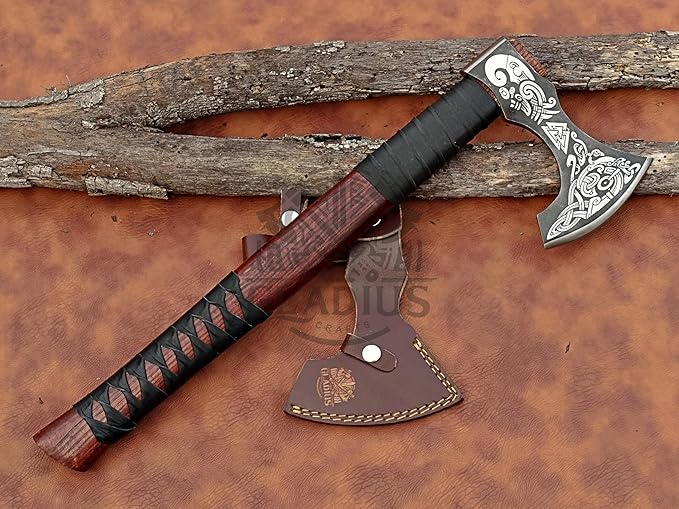 | Exquisite Handmade Viking Axe - Ideal for Collectors & Enthusiasts | Authentic, Artisan-Crafted | Medieval Styled Axe with Durable and Robust High Carbon Steel (GC-AX08)