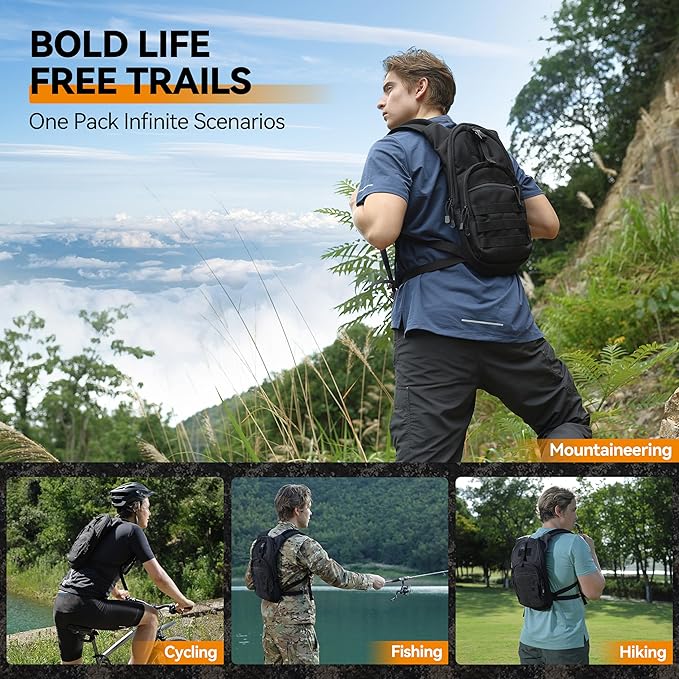 MARCHWAY Tactical Molle Hydration Pack with 2.5L TPU Water Bladder, Low-Profile Organized Military Backpack for Hiking, Cycling, Backpacking, Hunting, Running