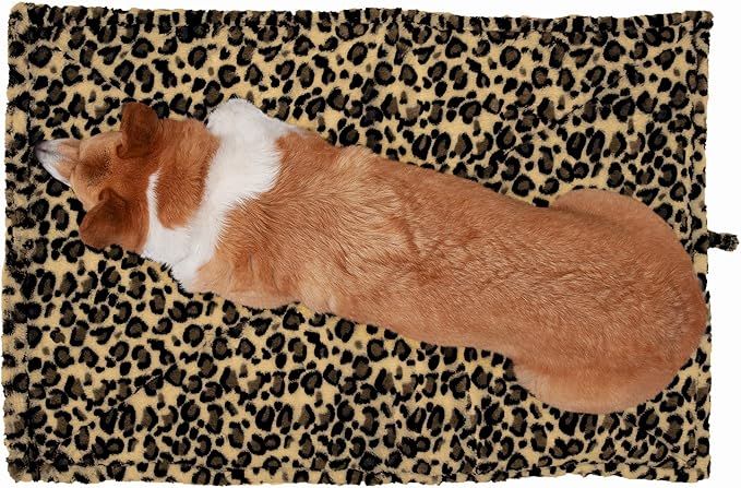 Furhaven ThermaNAP Self-Warming Cat Bed for Indoor Cats & Small Dogs, Washable & Reflects Body Heat - Quilted Faux Fur Reflective Bed Mat - Leopard, Small (Pack of 2)
