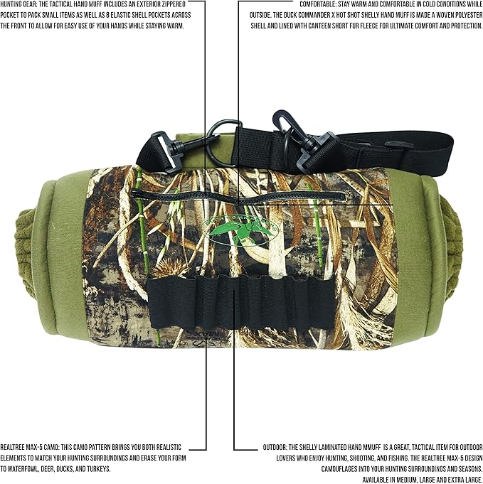 HOT SHOT Duck Commander x Men's Shelly Laminated Hand Muff ??Realtree Max-5 Camo, Insulated, Outdoor Waterfowl Hunting Gear