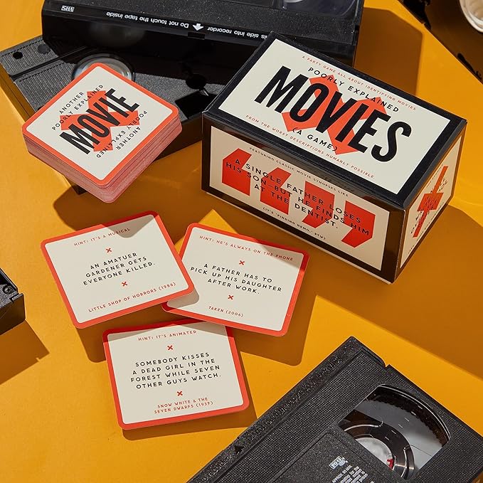 Brass Monkey Poorly Explained Movies – Party Game with 300 Cards Featuring Uniquely Terrible Descriptions of Movies, Suitable for 2-8 Players