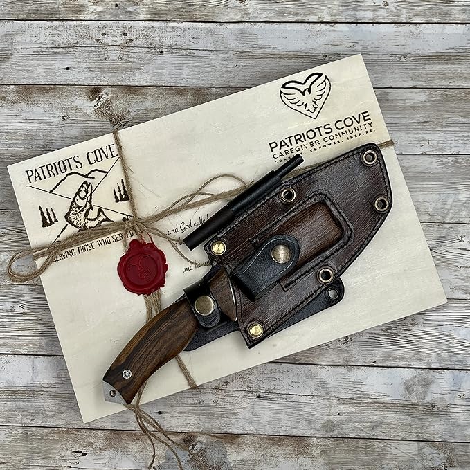 Handmade Fixed Blade Hunting Knife, N690 Blade Tactical Knife with Leather Sheath and Magnesium Fire Starter, Full Tang Tactical Knife, Survival Knife with Magnesium Fire Stick