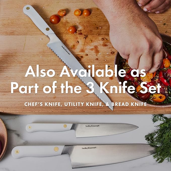 hedley & bennett Utility Knife - 5.6 Inches Japanese 3-Layer High Stainless Steel Blade, Sharp Plain Edge for Fruits & Vegetables - Enoki (White)