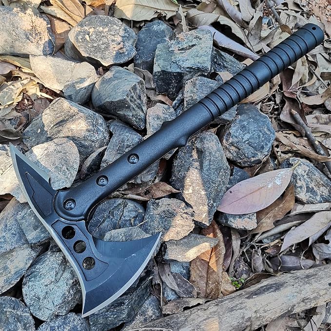 DOOM BLADE Camping Hatchet Axe with Nylon Sheath,Tomahawk Viking Forged High Carbon Steel,Portable Camping Axe for Outdoor Splitting Wood,Hunting Survival (Double-Bit Axe * 1)