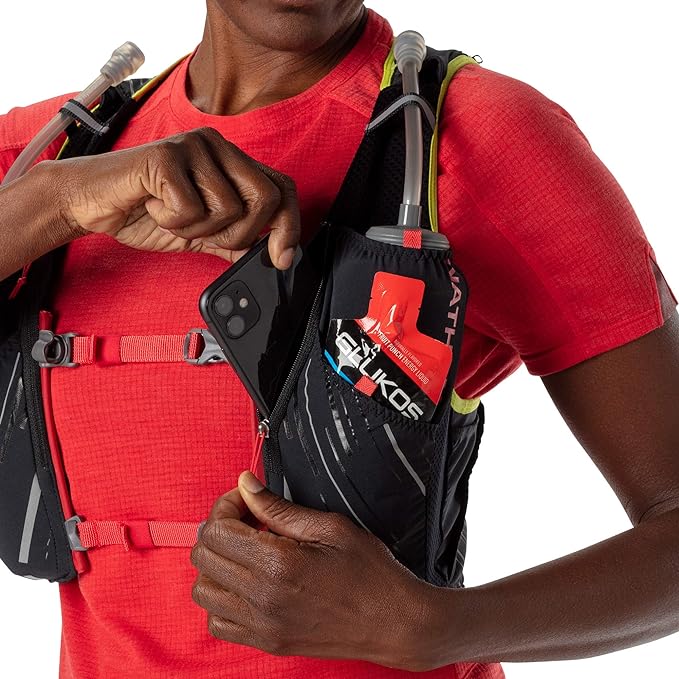 Nathan Pinnacle Race Vest 4L Running Vest with Water Bottle, with Two 20 oz Hydration Soft Flasks, Water-Resistant Pockets, Lightweight & Moisture Wicking