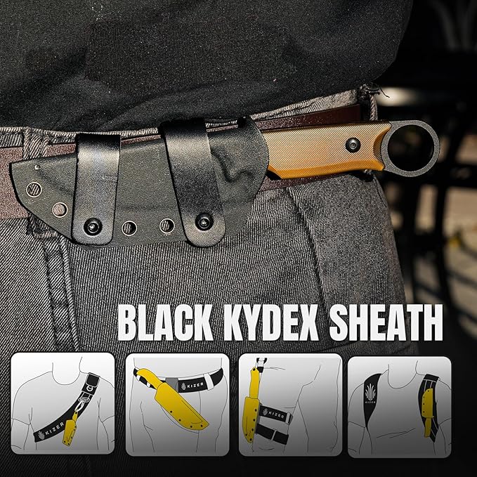 Kizer Cabox Fixed Blade Knife 3.36" Nitro V Steel Fixed Blade Hunting Knife PEI Handle with Sheath for Survival Camping Hunting 1048A6