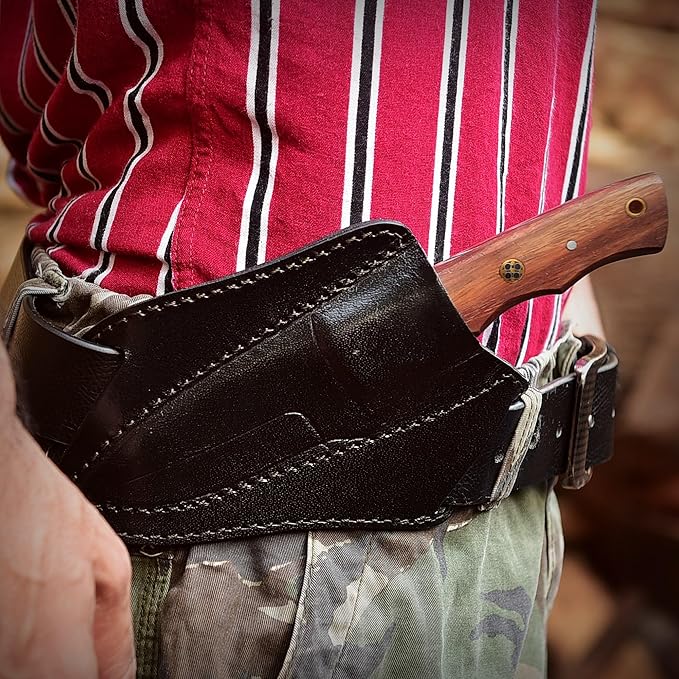Handmade Fixed Blade Hunting Knife - 8 Inches Stainless Steel Razor Sharp Blade Full Tang Bushcraft Knives with Premium Leather Sheath. Used For Outdoor Camping, Hiking, Skining Knife, Forged Tracker.