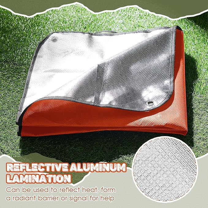Kingdder 2 Pcs Heavy Duty Emergency Blanket for Survival 60 x 82 Inches Thermal Tarp Insulated Tent Camping Tarp Infrared Blocked Blankets for Rescue Camping Hiking(Orange)
