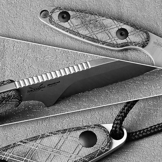 Kizer Muskrat Fixed Blade Knife, 3.15 In 154CM Argyle Pattern Black Micarta Handle, EDC Knife for Men Women, Outdoor Hunting Hiking Survival Camping Knives with Sheath, 1064M1