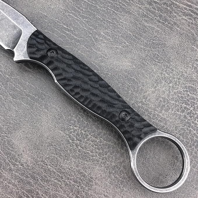 EDC Fixed Blade Knife with Kydex Sheath, Full Tang Survival Knife,8Cr13Mov Blade Black G10 Handle with Finger Loop,Tactical Knife Gifts for Men (black1)