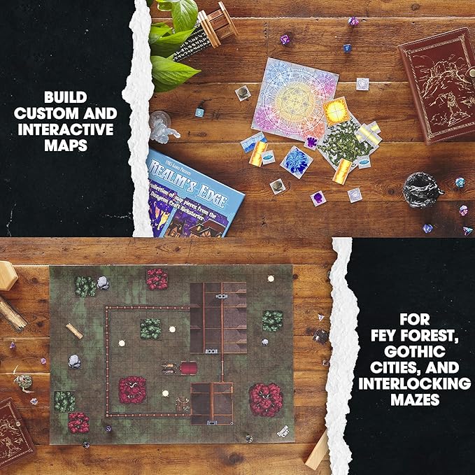 DUNGEON CRAFT Realm's Edge Book by 1985 Games - Immersive Dungeon Game with Dry Erase Maps for Endless Adventures - Water Resistant Game with Loose Leaf Inside a Custom Box & DND Map