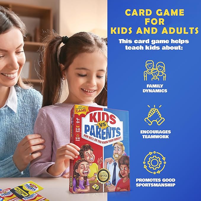 Kids VS Parents ??A Hilarious Family Game with Conversation Starters & Fun Challenges ??Card Game for Kids, Teens & Adults | Perfect for Game Night, Travel, or Gifts