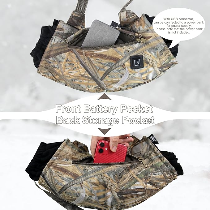 Heated Hand Muff, Electric Heating Hand Warmer Pouch, Suitable for Outdoor Hunting, Sports, Photography, Golf, Football in Cold Winter Keep Warmth (Batteries no Including)