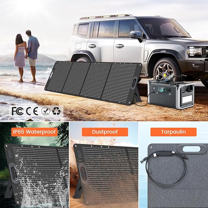 200W Portable Foldable Solar Panel Kit with 23.7% Conversion Rate for Camping Home Backup Power Stations Emergency Power