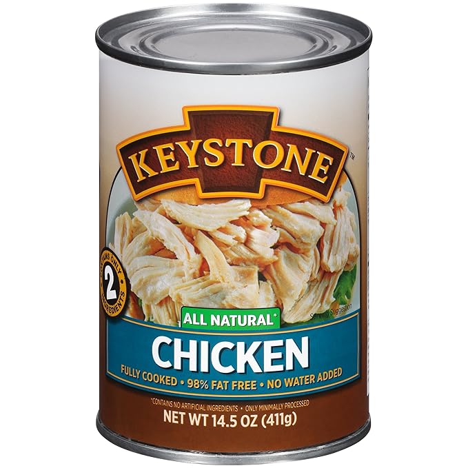 Keystone All Natural Canned Chicken 14.5 Oz Fully Cooked | No Water Added | Ready to Meat | Quick Meals Emergency Survival Food Canned Meat Pack of 1