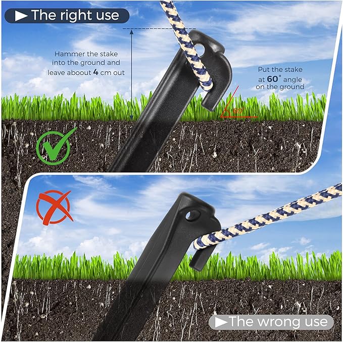 Yalikop 9 Inch Plastic Inflatable Tent Stakes Black Replacement Yard Inflatable Accessories for Camping Tent Pegs Garden Home Decorations