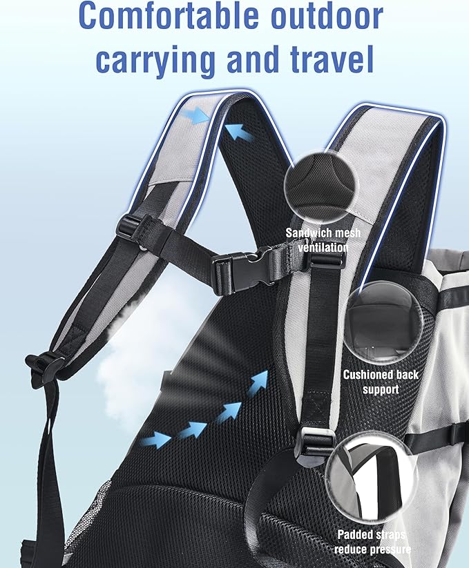 Dog Backpack for Small & Medium Dogs - Adjustable Pet Carrier for Travel & Hiking, Hands-Free Puppy Backpack with Storage Pockets, Breathable Mesh