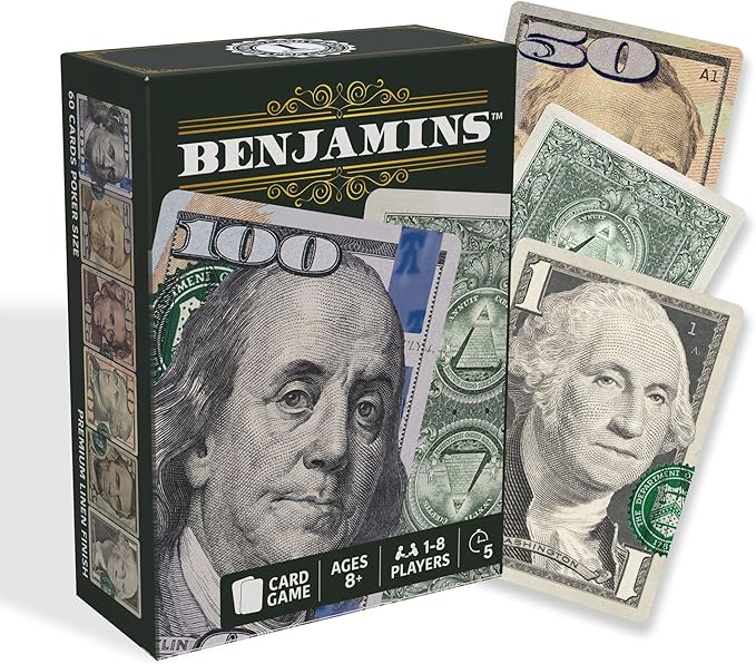 Benjamins Cash Cards ??Money-Themed Card Games for Adults, Teens & Families, Fast-Paced Strategy Card Games for Parties, Entertaining & Fun Games for Family Night. Play with Money.